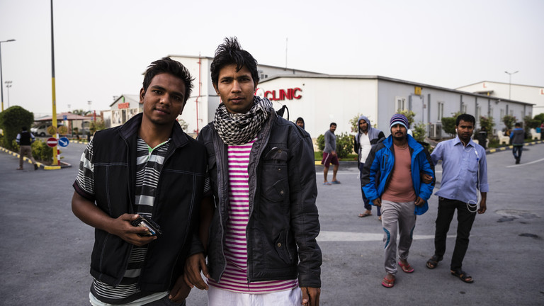 Workers at an accommodation site near Ahmad Bin Ali Stadium – FIFA World Cup Qatar 2022™